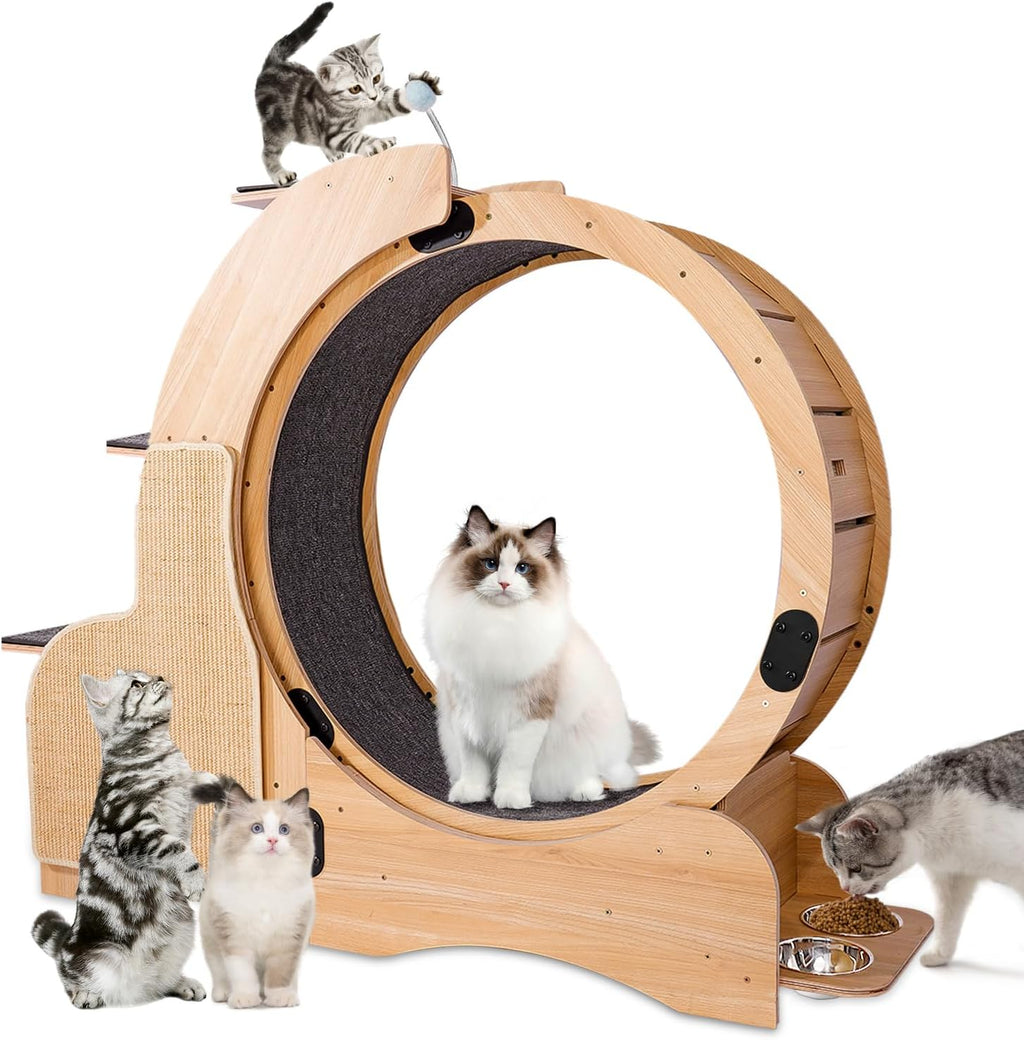 Cat Sports Running Wheel with Scratching Board Wood