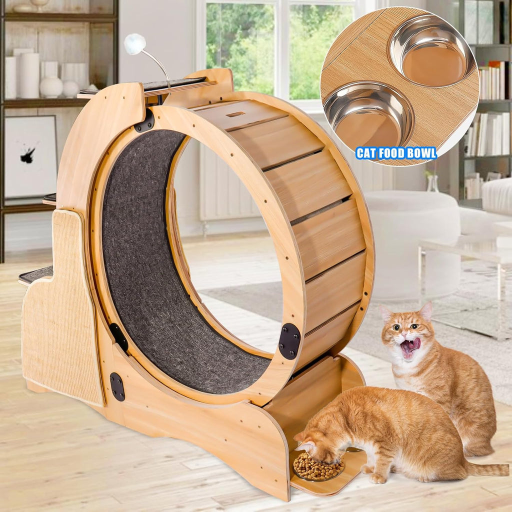 Cat Sports Running Wheel with Scratching Board Wood